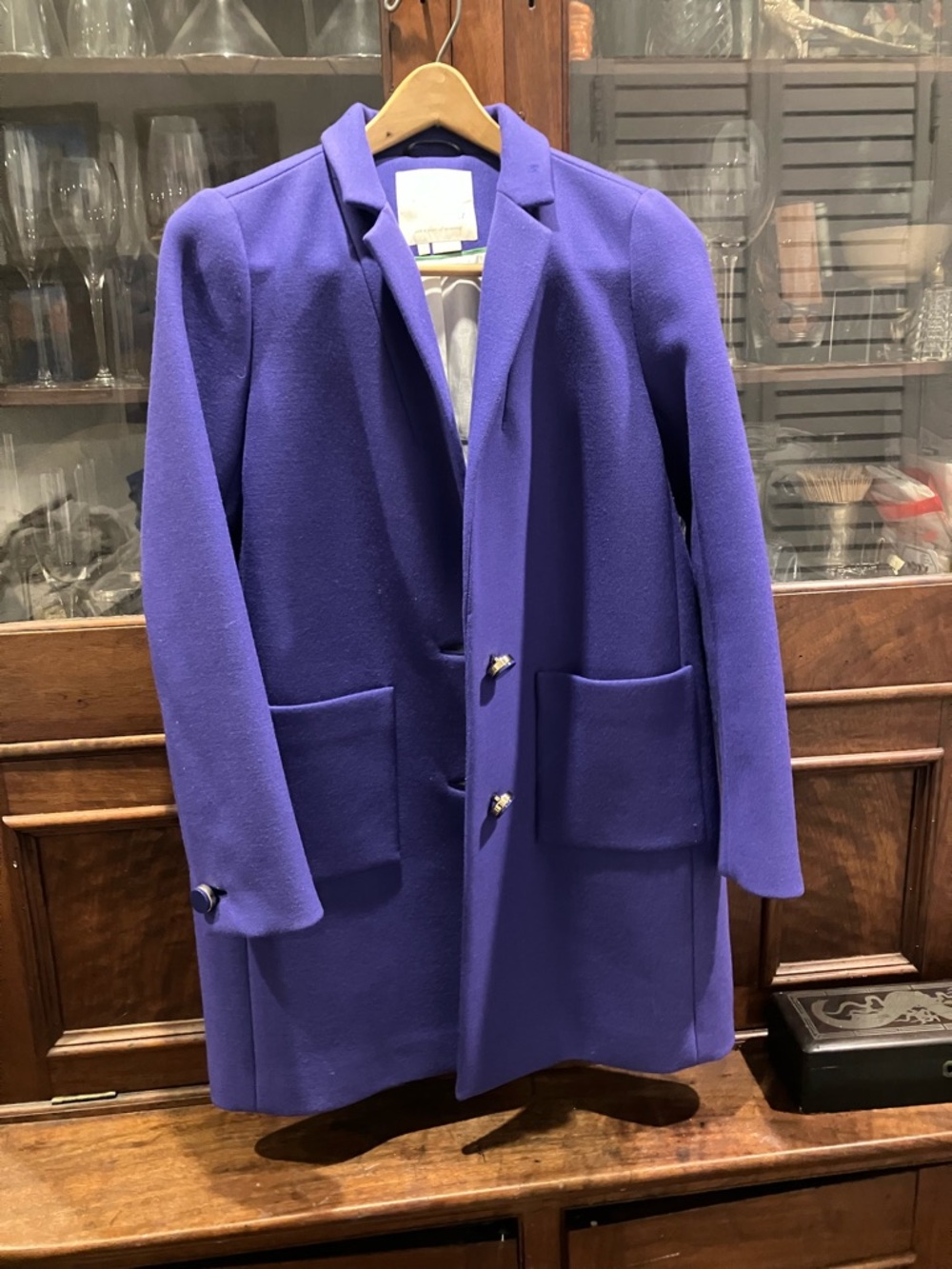 kate spade Purple Single-Breasted Wool Pea Coat